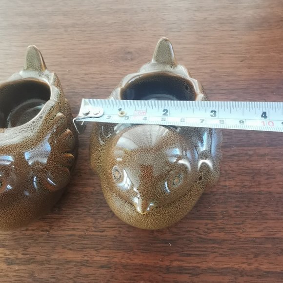VTG PartyLite Brown Birds Set of 2 Ceramic Tealight Votive Holders 5.25" - Picture 9 of 11